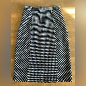 Anthropologie Maeve Blue and Black Patterned Pencil Skirt